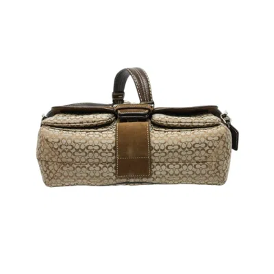 Pre-owned Coach Signature Brown Canvas Leather Handbag Shoulder Bag ()