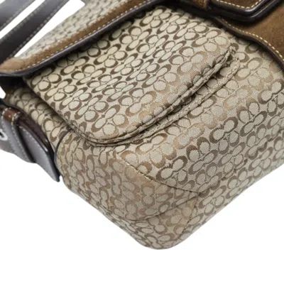 Pre-owned Coach Signature Brown Canvas Leather Handbag Shoulder Bag ()