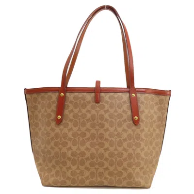 Pre-owned Coach Signature Brown Signature Line Tote Bag ()