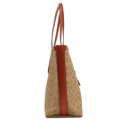 Pre-owned Coach Signature Brown Signature Line Tote Bag ()