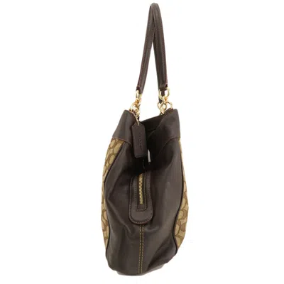 Pre-owned Coach Signature Brown Signature Line Tote Bag ()