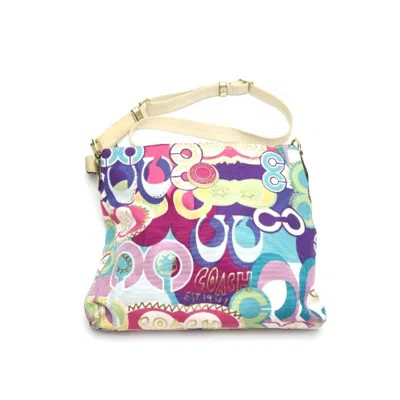 Pre-owned Coach Signature Multi-color Canvas Leather Shoulder Bag ()