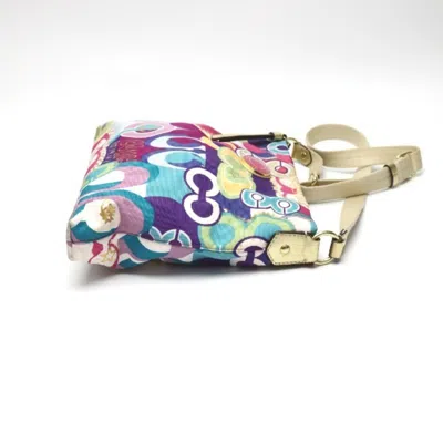 Pre-owned Coach Signature Multi-color Canvas Leather Shoulder Bag ()