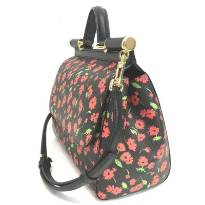 Pre-owned Dolce & Gabbana Black Green Red Color Leather Handbag Shoulder Bag () In Black, Green, Red Color