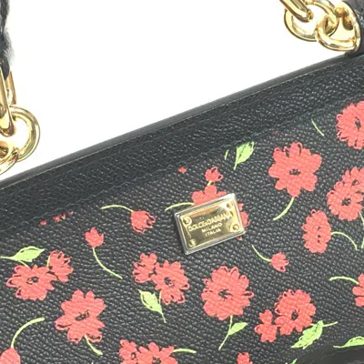 Pre-owned Dolce & Gabbana Black Green Red Color Leather Handbag Shoulder Bag () In Black, Green, Red Color