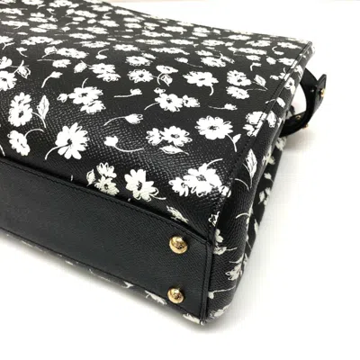 Pre-owned Dolce & Gabbana Black White Leather Handbag Shoulder Bag Tote Bag () In Black, White