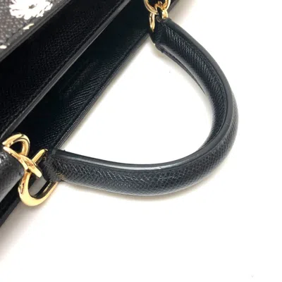 Pre-owned Dolce & Gabbana Black White Leather Handbag Shoulder Bag Tote Bag () In Black, White
