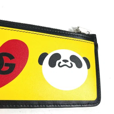 Pre-owned Dolce & Gabbana Black Yellow Leather Coin Purse/coin Case () In Black, Yellow