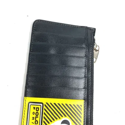 Pre-owned Dolce & Gabbana Black Yellow Leather Coin Purse/coin Case () In Black, Yellow