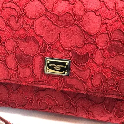 Pre-owned Dolce & Gabbana Red Color Cotton Patent Leather Handbag Shoulder Bag ()