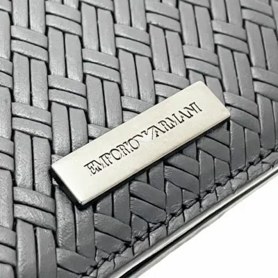 Pre-owned Emporio Armani Black Leather Long Wallet (bi-fold) ()