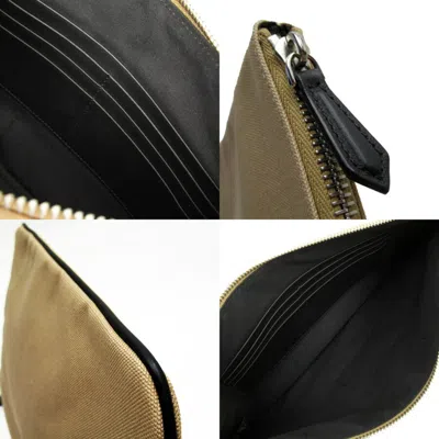 Pre-owned Fendi Beige Black Canvas Clutch Bag () In Beige, Black