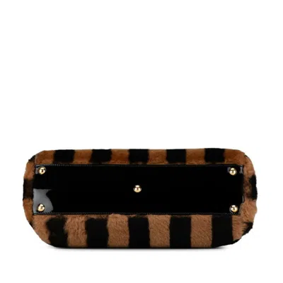 Pre-owned Fendi Black Brown Leather Handbag Shoulder Bag () In Black, Brown