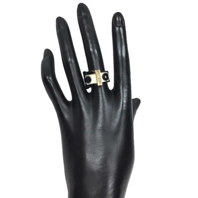 Pre-owned Fendi Black Gold White Plastic Band Ring () In Black, Gold, White
