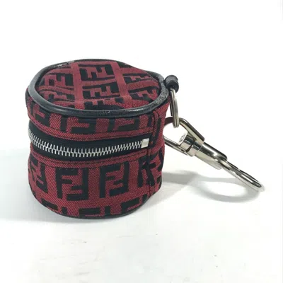 Pre-owned Fendi Black Red Color Canvas Leather Coin Purse/coin Case () In Black, Red Color