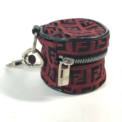 Pre-owned Fendi Black Red Color Canvas Leather Coin Purse/coin Case () In Black, Red Color