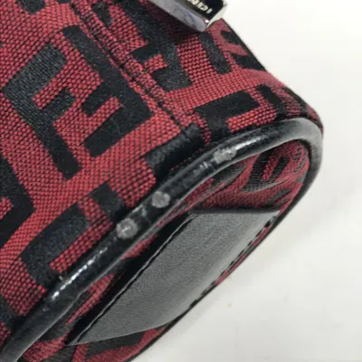 Pre-owned Fendi Black Red Color Canvas Leather Coin Purse/coin Case () In Black, Red Color