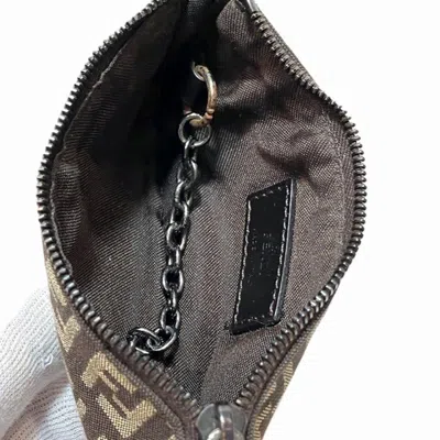Pre-owned Fendi Brown Canvas Coin Purse/coin Case ()