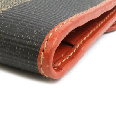 Pre-owned Fendi Brown Coated Canvas Leather Long Wallet (bi-fold) ()