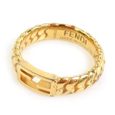 Pre-owned Fendi Gold Metal Band Ring ()