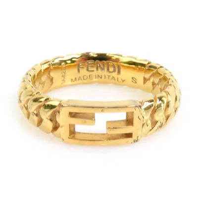 Pre-owned Fendi Gold Metal Band Ring ()
