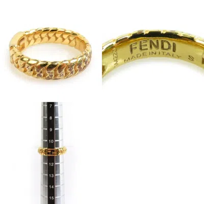 Pre-owned Fendi Gold Metal Band Ring ()