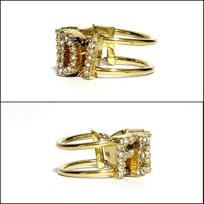 Pre-owned Fendi Gold Metal Rhinestone Band Ring ()