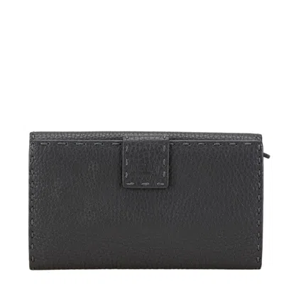 Pre-owned Fendi Gray Silver Leather Coin Purse/coin Case () In Gray, Silver