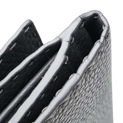 Pre-owned Fendi Gray Silver Leather Coin Purse/coin Case () In Gray, Silver
