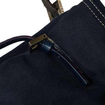 Pre-owned Fendi Navy Canvas Leather Shoulder Bag Tote Bag ()