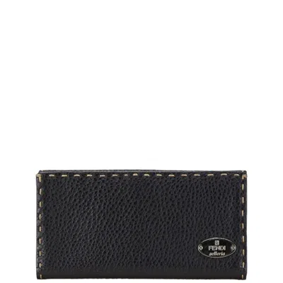 Pre-owned Fendi Navy Leather Long Wallet (bi-fold) ()