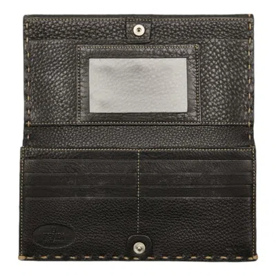 Pre-owned Fendi Navy Leather Long Wallet (bi-fold) ()