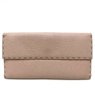 Pre-owned Fendi Pink Leather Long Wallet (bi-fold) ()