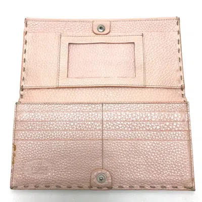 Pre-owned Fendi Pink Leather Long Wallet (bi-fold) ()