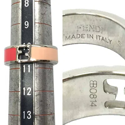 Pre-owned Fendi Pink Silver Brass Band Ring () In Pink, Silver