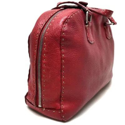 Pre-owned Fendi Red Color Boston Bag Handbag Shoulder Bag ()