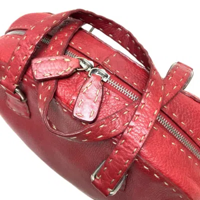 Pre-owned Fendi Red Color Boston Bag Handbag Shoulder Bag ()