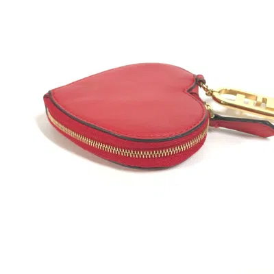 Pre-owned Fendi Red Color Leather Coin Purse/coin Case ()