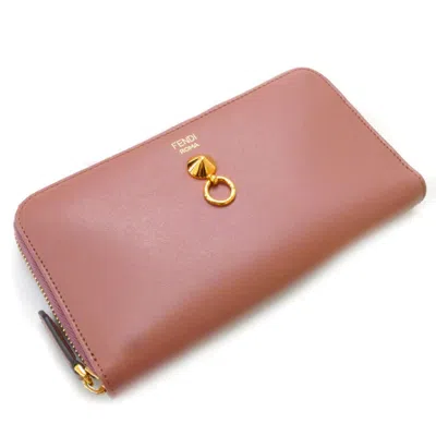 Pre-owned Fendi Rose Pink Leather Long Wallet (bi-fold) ()