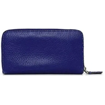 Pre-owned Fendi Selleria Blue Leather Long Wallet (bi-fold) ()