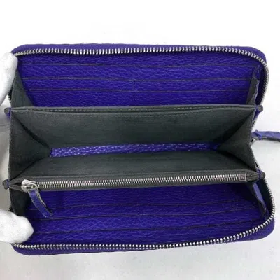 Pre-owned Fendi Selleria Blue Leather Long Wallet (bi-fold) ()