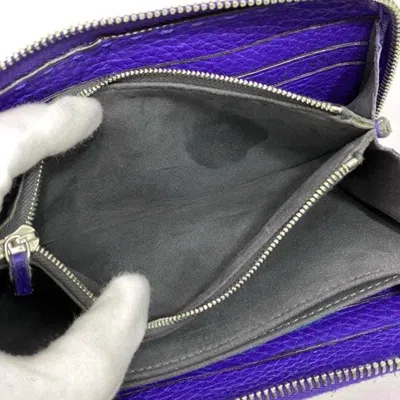Pre-owned Fendi Selleria Blue Leather Long Wallet (bi-fold) ()