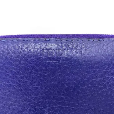 Pre-owned Fendi Selleria Blue Leather Long Wallet (bi-fold) ()