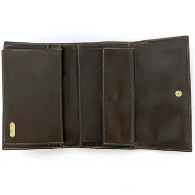 Pre-owned Fendi Zucca Khaki Brown Canvas Leather Wallet (tri-fold) ()