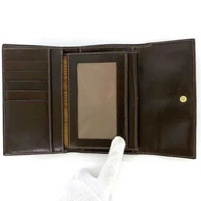 Pre-owned Fendi Zucca Khaki Brown Canvas Leather Wallet (tri-fold) ()