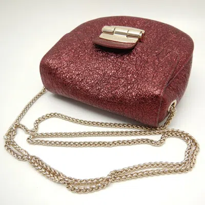 Pre-owned Furla Bordeaux Metallic Red Leather Shoulder Bag () In Bordeaux, Metallic Red