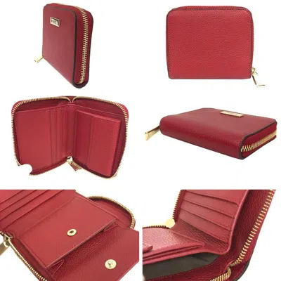 Pre-owned Furla Red Color Leather Wallet (bi-fold) ()