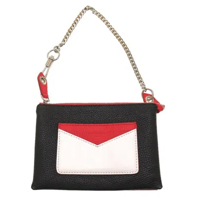 Pre-owned Givenchy Black Red Color Leather Pouch Shoulder Bag () In Black, Red Color