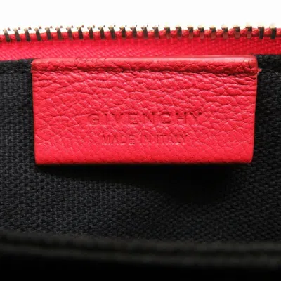 Pre-owned Givenchy Black Red Color Leather Pouch Shoulder Bag () In Black, Red Color