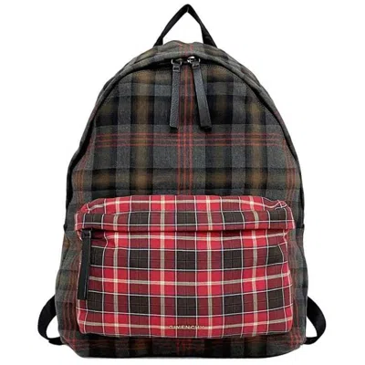 Pre-owned Givenchy Gray Red Color Canvas Leather Backpack () In Gray, Red Color